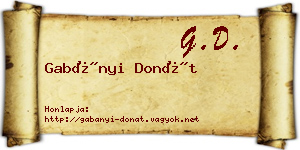 Gabányi Donát névjegykártya